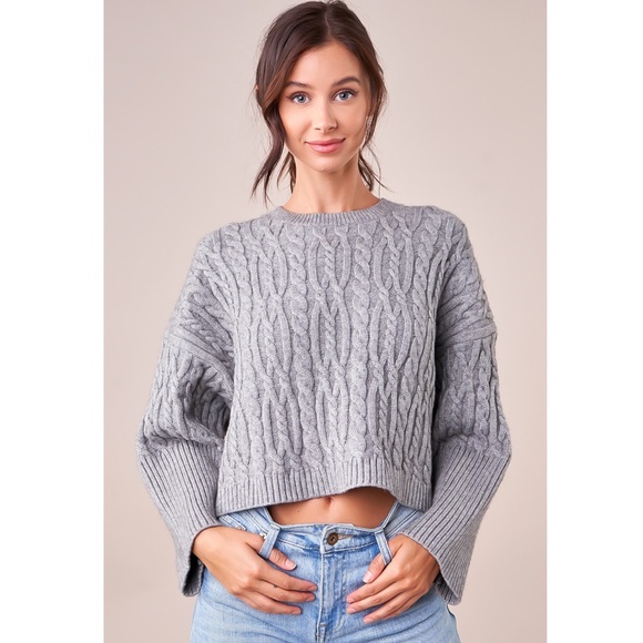 Pippidip Sweaters - Cable Knit Cropped Sweater